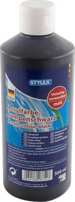 Produktbild von Stylex 28754 Acrylfarbe 500 ml Flasche lampenschwarz matt