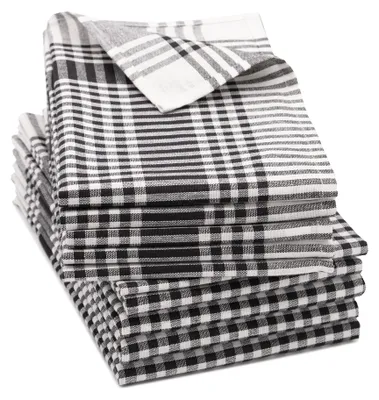 Produktbild von 10er Set Geschirrtücher 100% Baumwolle in 50x70 cm, saugstarke & robuste Küchentücher, schwarz kariert