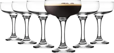 Produktbild von Rink Drink Espresso Martini Gläser - Klassische 20er Jahre GATSBY Art Deco Champagne Vintage Coupe Glas Untertasse - 235ml - Packung von 12