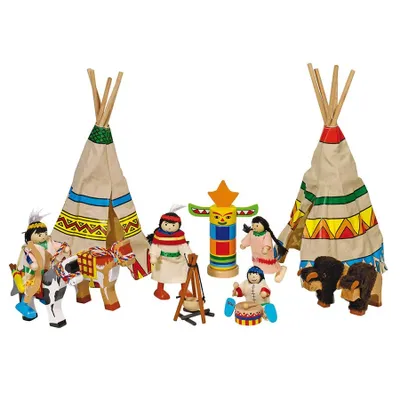 Zdjęcie produktu dla Goki Indian camp, Mini lalka, Mężczyzna i Kobieta (zestaw), 3 lat(a), 110 mm, 570 g, Wielobarwny