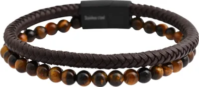 Produktbild von Raptor Echtlederarmband, braun, Naturstein mit Magnetschließe