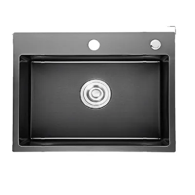 Produktbild von Spülbecken für die Küchenspüle, rechteckiges Design, Abtropfkorb, Dunkelgrau 55X45 Up