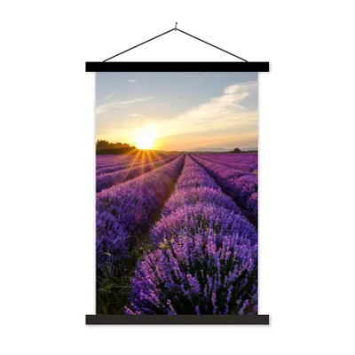 Produktbild von MuchoWow® Textilposter Lavendel - Blumen - Sonnenuntergang - Lila 120x180 cm mit schwarzem Rahmen - Fotos