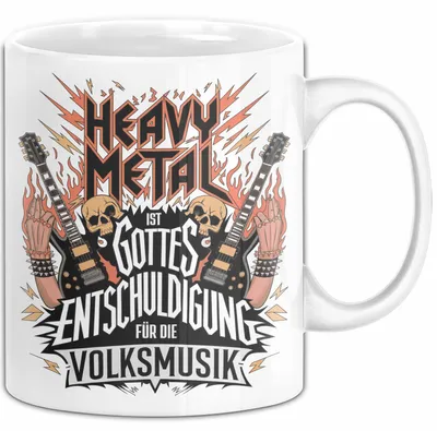 Produktbild von Heavy Metal Tasse Geschenkidee Gottes Entschuldigung (Weiß)
