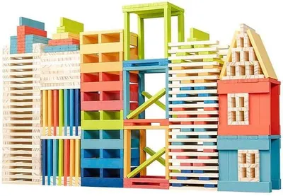 Imagen del producto de Juego de construcción de madera con bloques de arcoíris, 300 piezas, para niños de 3 a 12 años. Juguete educativo de pino de colores para fomentar el aprendizaje STEM, bloques de construcción abiertos para clasificar y crear patrones, regalo educativo (11,8 cm / 4,65 pulgadas)