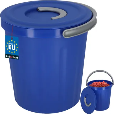 Produktbild von KOTARBAU® Eimer mit Deckel 10 L Kübel mit Deckel und Griff PVC Mülleimer Baueimer Futtereimer mit Deckel Putzkübel Universaleimer Dunkelblau