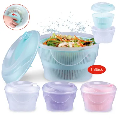 Produktbild von Salatschleuder Kunststoff Salattrockner 4 Liter mit Deckel Ø 23 cm Salatschüssel mit Kurbel & Siebeinsatz Salat Schleuder