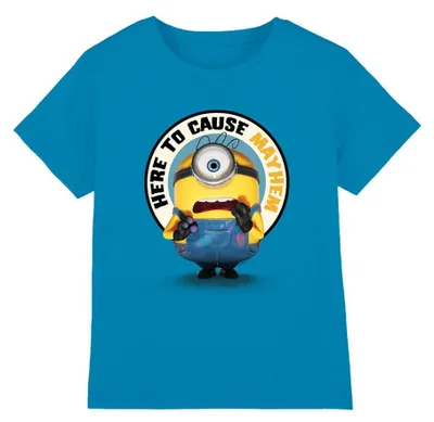 Produktbild von Minions - "Here To Cause Mayhem" T-Shirt für Kinder TV38890 (116) (Türkis)
