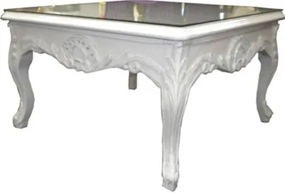 Image de Casa Padrino Table d'Appoint Baroque Blanc 80 x 80 cm - Table basse - Table de salon