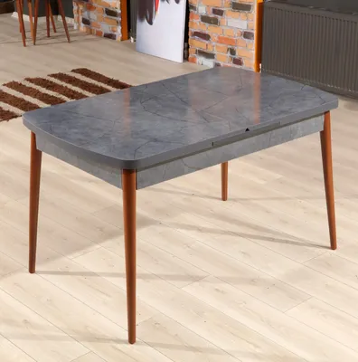 Produktbild von Skye Decor, Aris - Anthracite, Walnut, Ausziehbarer Esstisch, Anthrazit, 100 % MELAMINBESCHICHTETE SPANPLATTEN, 132 x 79 x 76,5 cm