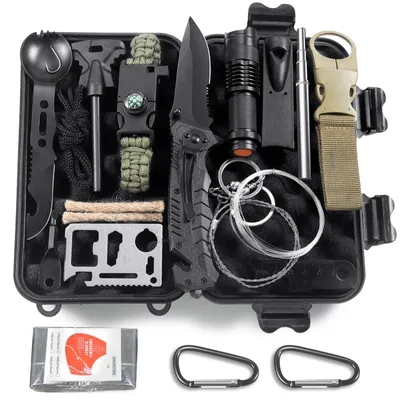 Image de Kit de survie - Kit de survie d'urgence - 13 pièces - 20 x 11,5 x 5,5 cm - Outdoor