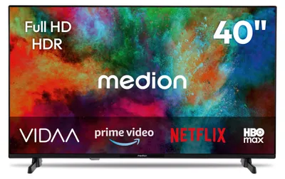 Produktbild von MEDION 100,3 cm (40 Zoll) Full HD Fernseher (Smart-TV, HDR, VIDAA Store, Netflix, Prime Video, Disney+, DAZN, Paramount+, HbbTV, PVR, Bluetooth, MD 840101)
