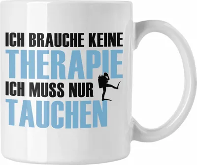 Produktbild von Trendation - Taucher Tasse Geschenk Kaffeetasse Geschenkidee Männer Tauchen Evolution Grafik Tauchlehrer Tauchsportler Becher Profitaucher (Weiß)