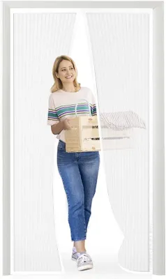 Produktbild von Magnetisches Fliegengitter für Türen - Einfach zu installieren, für Balkontüren und Schiebetüren, 130 x 200 cm, Weiß