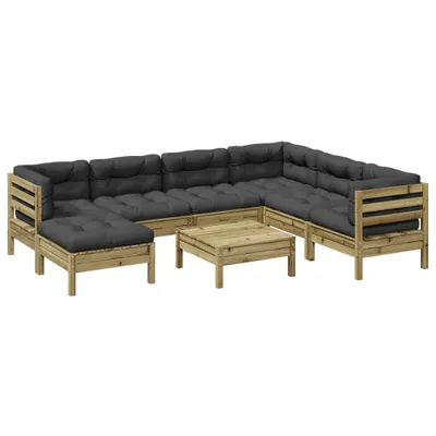Produktbild von vidaXL 8-tlg. Garten-Sofagarnitur mit Kissen Kiefernholz Imprägniert