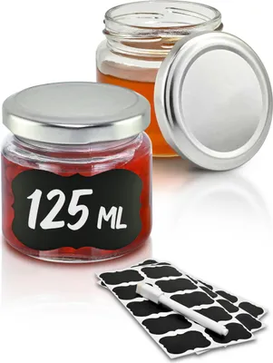 Produktbild von Praknu 25 Marmeladengläser Klein 125ml - Mit Etiketten & Stift - Luftdicht - Spülmaschinenfest - Ideal zum Verschenken