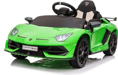 Obrázok produktu pre Detské vozidlo - Elektrické auto "Lamborghini Aventador SVJ" - licencované - 12V7AH, 2 motory- 2,4Ghz diaľkové ovládanie, MP3, kožené sedadlo+EVA -018-zelená