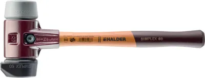 Produktbild von HALDER SIMPLEX Hammer Gefüllter Gummi, mit integriertem Fuß / mittleres TPE, mit Tempergussgehäuse und hochwertigem Holzstiel - D=80 mm - 3023.280