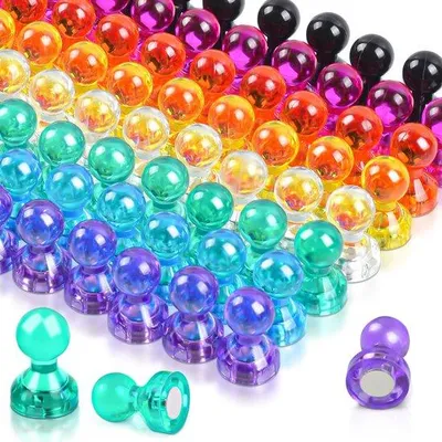 Produktbild von 56 Stücke starke Neodymium-Magneten, 8 Farben, klein, transparent, für Kühlschrank, Büro, Whiteboard