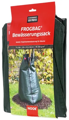 Imagen del producto de Bolsa de riego para árboles, con capacidad de 75 litros, dimensiones 90x52x84 cm, reutilizable, apta para diámetros de tronco de 8-30 cm