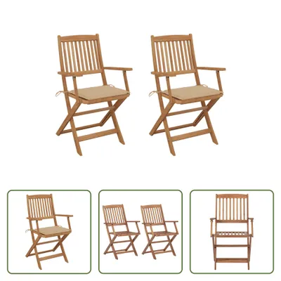 Produktbild von The Living Store Klappbare Gartenstühle 2 Stk. mit Kissen Massivholz Akazie