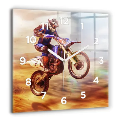 Obrázok produktu pre Wallfluent Hodiny - Sklenené Nástenné Hodiny - Tichý Quartz Strojček - Nástenná Dekorácia Spálňa Kuchyň - Biele Ruky - 60x60 cm - Endurotocross
