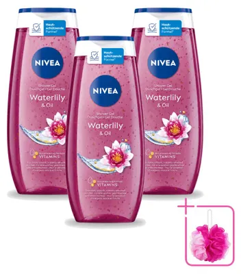 Zdjęcie produktu dla 3 sztuki żelu pod prysznic Nivea Waterlily & Oil, pojemność 250 ml, zestaw ekonomiczny