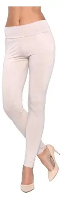 Produktbild von Damen Treggings Jeggings Leggings Hose mit Taschen; Beige/M/L 38/40