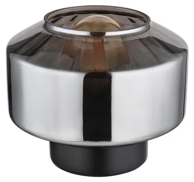 Produktbild von Tischlampe, Metall Glas, schwarz rauchfarben, H 14,5 cm