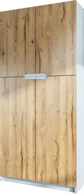 Produktbild von Vladon Büroschrank Logan V1,  Germany, Aktenschrank mit 5 Fächern und 4 Türen, Weiß matt/Eiche Natur (82 x 185 x 37 cm)