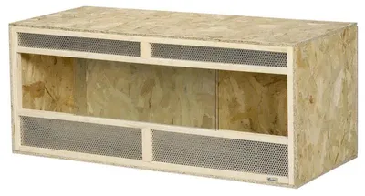 Produktbild von Reptilien-Terrarium - OSB-Holz Gehege - Glasschiebetür - 120 x 50 x 50 cm - Belüftet - Armeegrün