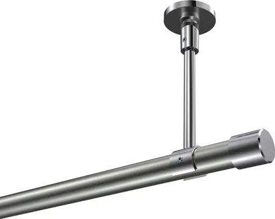 Produktbild von Interdeco Gardinenstange / Vorhangstange Edelstahl-Optik / Chrom, Typ Sonette Santo (Kappe) ohne Ringe, Deckenmontage, 20 mm Ø 1-läufig, 320 cm