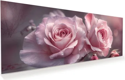 Produktbild von Glasbild 150x60cm in XXL für Wohnzimmer, Schlafzimmer Motiv Romantische Rosen