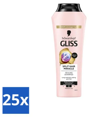 Imagen del producto de 25 champús Gliss Kur para cabello dañado, formato de 400 ml, pack económico, 25 unidades