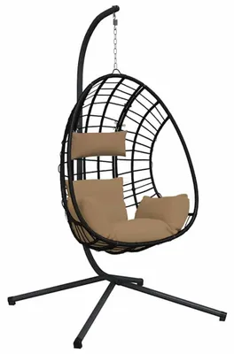 Produktbild von vidaXL Hängesessel Ei-Design mit Ständer Taupe Rattan und Stahl