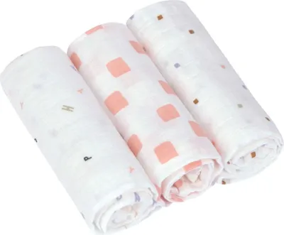 Produktbild von Lässig Hydrophile Windel Swaddle & Burp Blanket L GOTS Happy Fruits peach, 3 pcs, 85 x 85 cm