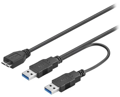 Immagine prodotto di PremiumCord USB 3.0 Cavo di alimentazione a Y A/maschio + A/maschio -- Micro B/maschio, 30 cm