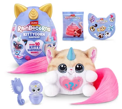 Produktbild von Rainbocorns Kittycorn Surprise Serie 3 (Astrid) von ZURU, Plüschtier, Plüschtier zum Sammeln, Überraschungseier für Mädchen, Norwegian Forest Cat