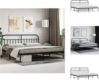Produktbild von vidaXL Bettgestell mit Kopfteil Metall Schwarz 193x203 cm -  Betten & Bettgestelle