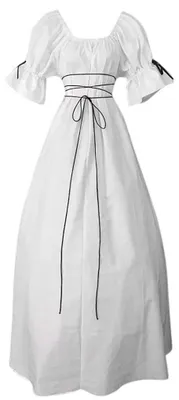 Imagen del producto de Vestido de estilo medieval retro, con mangas cortas y corte en forma de A, color blanco