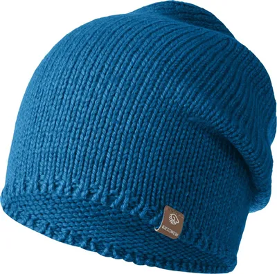 Giesswein Unisex Longbeanie Hohloh mit Rippmuster aus Wolle in blau