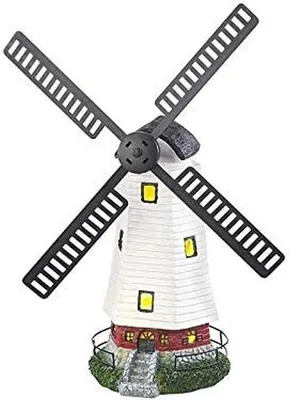 Productafbeelding van Decoratieve windmolen op zonne-energie voor tuin en balkon, 32 cm hoog