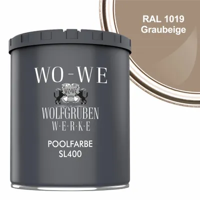 Produktbild von Schwimmbadfarbe Poolfarbe Schwimmbeckenfarbe SL400 Graubeige ähnl. RAL 1019 - 750ml