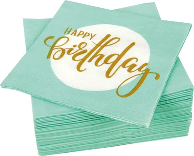Zdjęcie produktu dla Serwetki 33x33cm, 1/4 składane, 3-warstwowe, opakowanie 20 sztuk - Happy Birthday