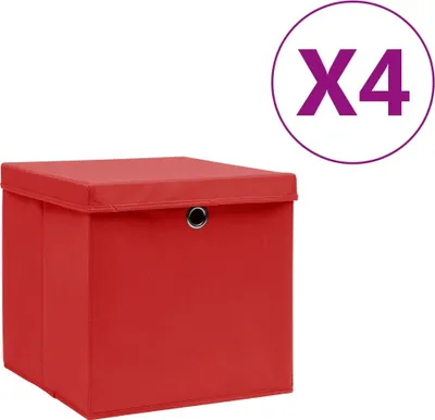 Produktbild von Aufbewahrungsboxen mit Deckeln 4 Stk. 28x28x28 cm Rot