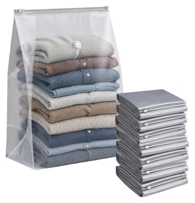 Produktbild von Relaxdays Vakuumbeutel, 8er Set, 100 x 80 cm, Kompressionstüten, Bettwäsche & Kleidung, große Vakuumierbeutel, grau