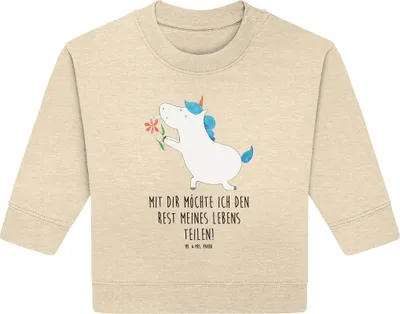 Produktbild von Mr. & Mrs. Panda Organic Baby Pullover Einhorn Blume 24. - 36. Monat - Natural Raw - Geschenk, Liebe, Einhörner, Liebesbeweis, Freundin, Bullover, Unicorn