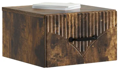 Image de vidaXL Table de chevet murale en chêne fumé 34,5 x 33 x 20 cm