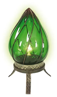 Produktbild von Tischleuchten - Glas-Tischleuchte "Orient", Tischlampe aus Metall und Glas in grün, 32 cm hoch, Ø 17 cm, E14-Fassung – Schnurschalter