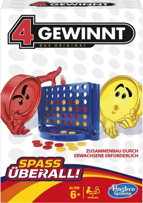 Produktbild von Hasbro 4 gewinnt Strategiespiel, kompakt, bunt, aus Kunststoff, 159 x 235 x 48 mm, ideal für unterwegs, inkl. Spielraster & 42 Chips, für 2 Spieler